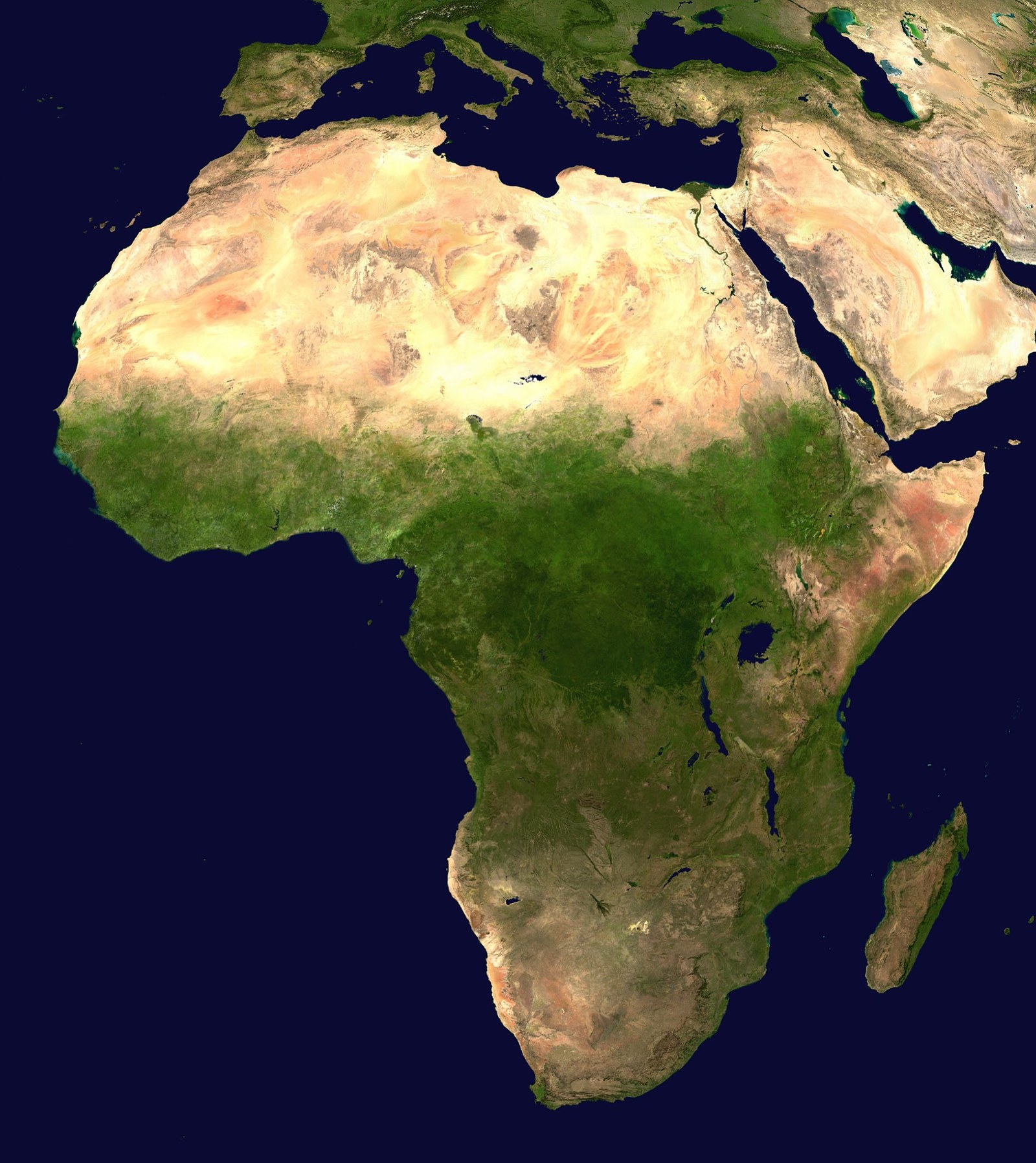 Orthographic view of Africa