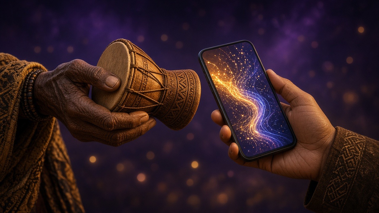 Talking drum sending a message to a smartphone