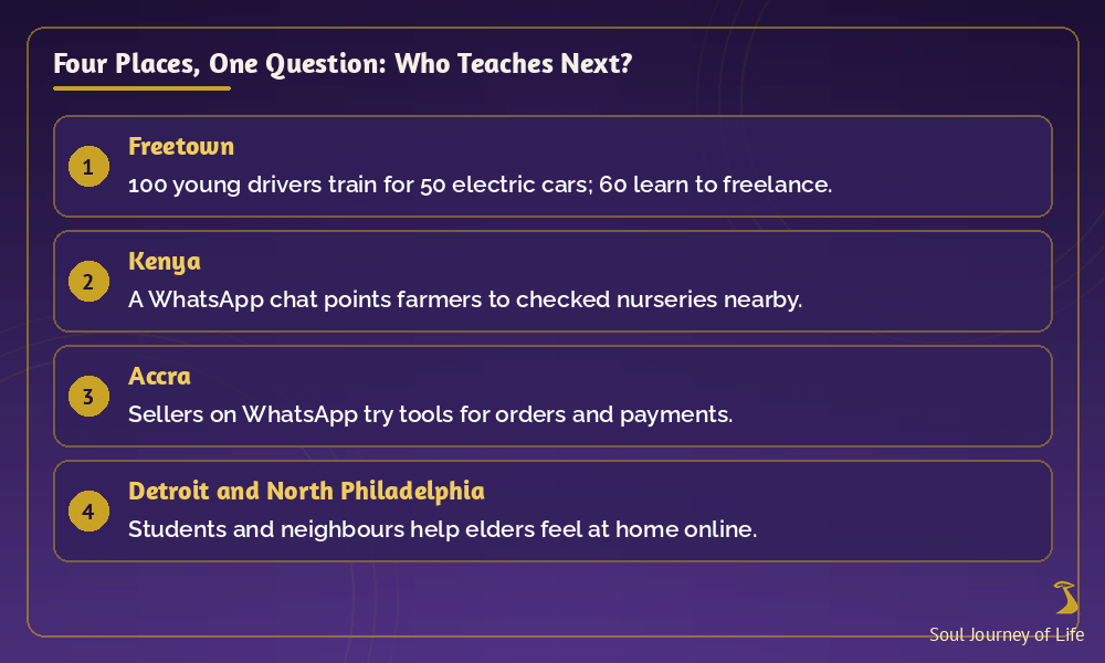 Four places, one question: who is teaching the next person?
