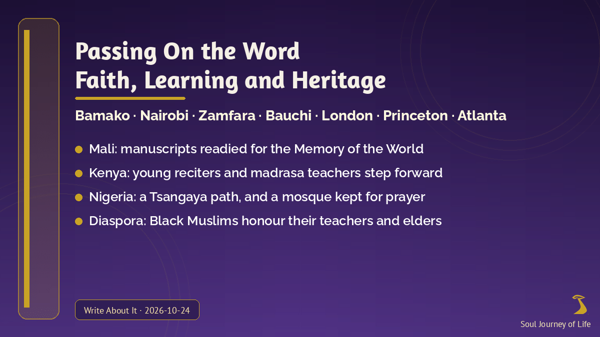 Passing On the Word: Muslim and spiritual-cultural updates, late October 2026