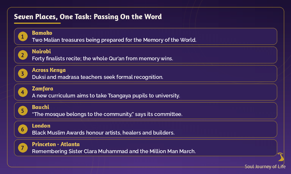 Seven places, one task: passing on the word