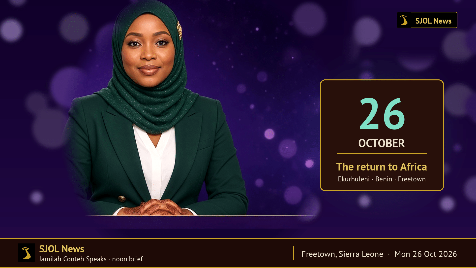 Jamilah Conteh at the SJOL News desk, Jamilah Conteh Speaks, 26 October 2026