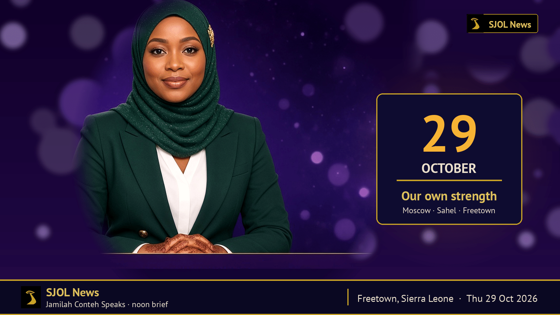Jamilah Conteh at the SJOL News desk, Jamilah Conteh Speaks, 29 October 2026