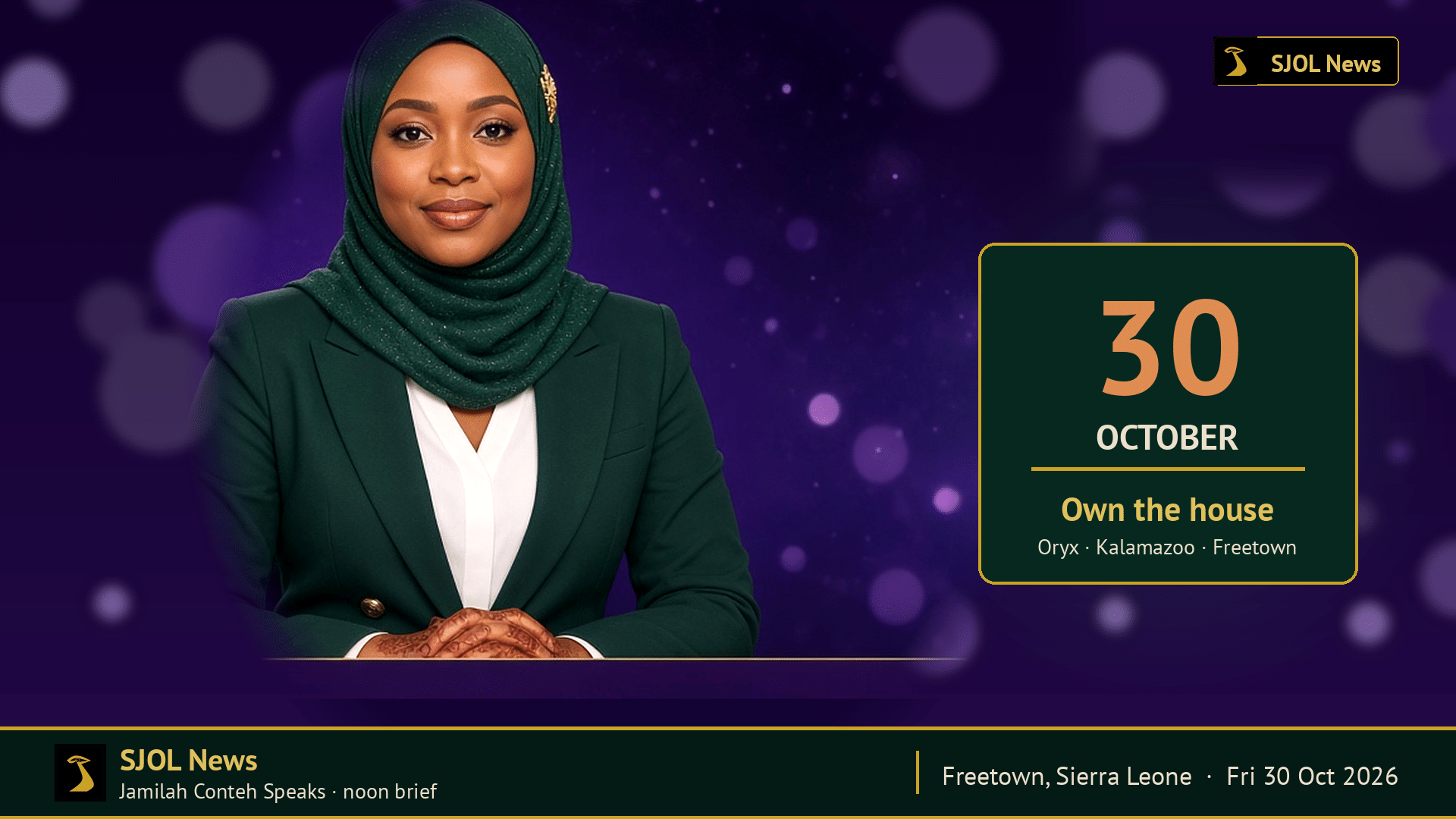 Jamilah Conteh at the SJOL News desk, Jamilah Conteh Speaks, 30 October 2026