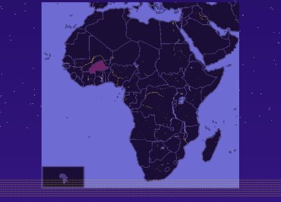 Not a Single Thread: Africa map with Burkina Faso highlighted in a night-sky design